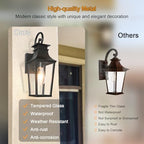 ALVIME Dusk to Dawn Outdoor Wall Lighting, 17 Inch Matte Black Outdoor Sconce Lights, Exterior Light Fixtures for House, Front Door, Porch, Patio, Garage, E26 Base& High Strength Clear Glass - Image 5