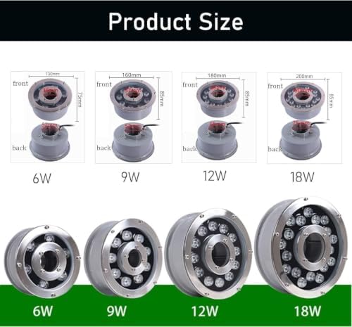 Fountain Lights RGB Submersible Pond Light IP68 12V-24V Stainless Steel - Image 2