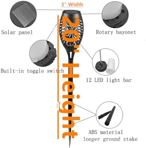 Solar Outside Torch Lights, Outdoor LED Flickering Flame for Garden Decor - 6 Pack, Waterpoorf Landscape Auto On Off Solar Powered Lights for Patio Lawn Yard Driveway Pathway - Image 5