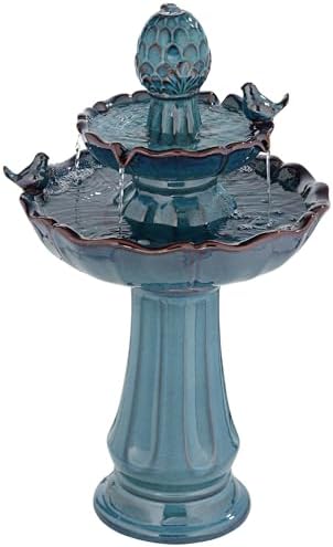Bathing Bird 28 1/4" High Turquoise Ceramic 2-Tier Floor Outdoor Fountain - Image 2