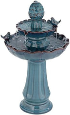 Bathing Bird 28 1/4" High Turquoise Ceramic 2-Tier Floor Outdoor Fountain - Image 2