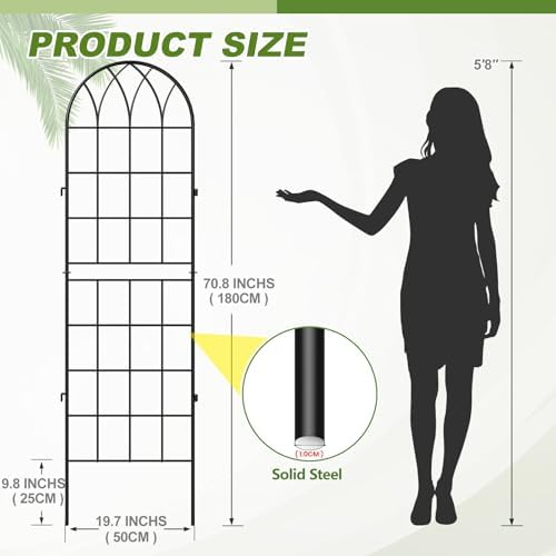 DoCred 4 Pack Garden Trellis for Climbing Plants, 71 Inch Metal Trellis - Image 2