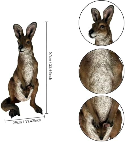 22''Mother Kangaroo with Joey Garden Statue Resin Kangaroo Family Sculpture - Image 2