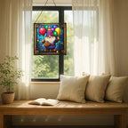Birthday Balloon Gnome Stained Glass Suncatcher – Square Hanging Window Panel for Home or Greenhouse – Whimsical Glass Art Gift for Garden Lovers, Christmas, Halloween, Father Days mKbNDa - Image 7