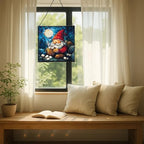 Hot Cocoa Gnome Night Stained Glass Suncatcher – Square Hanging Window Panel for Home or Greenhouse – Whimsical Glass Art Gift for Garden Lovers, Christmas, Halloween, Father Days 6F1b02 - Image 7