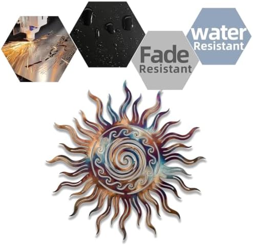 Sun Metal Wall Art Celestial Decorative Plaque Rustic Iron Decor for Living Room Bedroom Patio Garden Outdoor Indoor Hanging Ornament (24 INCH) - Image 7