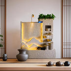Modern Cement Water Fountain with LED Lights – 8.2ft Indoor Outdoor Garden Wall Feature, Durable Concrete Look (Left)(Right) by BestHomeDecorationOrnaments