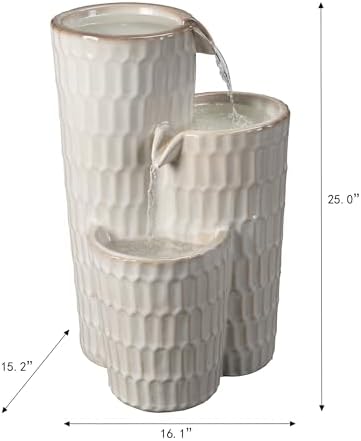 Ivory Ceramic Fountain - Elegance in Simplicity, No Lights - Image 5