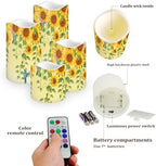 Sunflower Hummingbird Flickering Flameless Candles Pillar LED Candles with Remote and Timer Set of 4 Color Changing Battery Operated Candles for Home Decoration - Image 3