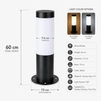 Outdoor Wired Bollard Light, Black Stainless Steel Cylinder Lamp - Image 2