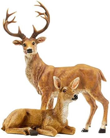 Resin Female Deer & Standing Male Deer Figurine Animals Statue Home Garden Yard Ornament Lawn Outdoor Patio Decor by XTAPAN
