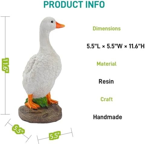 Funny Duck Outdoor Statue, Resin Garden Lawn Yard Decor, Figurine Sculpture Ornament for Porch Patio Flower Bed Home Bookshelf, 11.6" H × 5.5" L × 5.5" W - Image 6