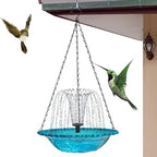 Solar Cascade Hanging Bird Bath Fountain Solar Powered Birdbath Water Fountain Pumps Dispenser Outdoors Decor Hummingbird Bath Shower Bowl Kit Garden Gift Yard Patio Backyard Decoration (Pink) - Image 6
