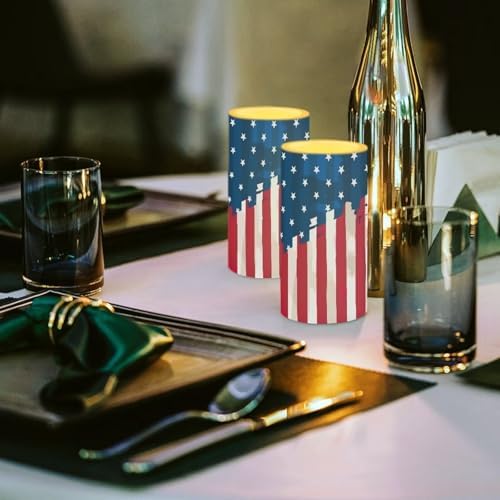 The Stars and Stripes Battery Operated Flameless Candles with Color Changing Timer Remote Control LED Candles Flickering for 4th of July American Flag Patriotic Decorations - Image 3