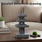 3-Tier Buddhist Pagoda Tower Statue, Gray Resin Figurine - Image 7