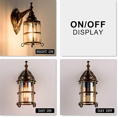 Rustic Amber Glass Wall Sconce 1-Pack, Bronze Brushed, Vintage Farmhouse Lamp Porch Lighting Waterproof Retro Lamp for Indoor Bedroom Living Room Outdoor（NO Bulb） - Image 3