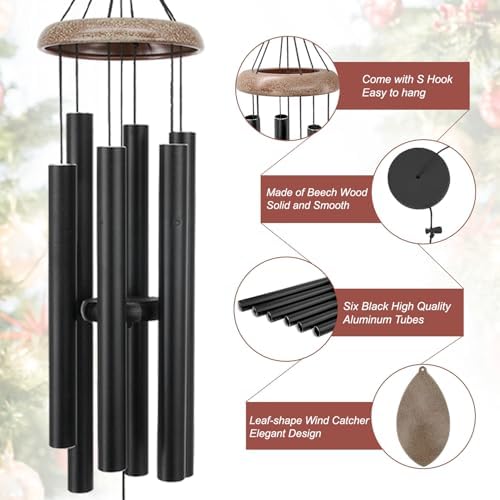 Wind Chimes for Outside, All Metal Tuned Wind Chime Outdoors, Sympathy & Memorial Wind Chimes for Mom Dad, Leaf Design, Box Included - Image 3