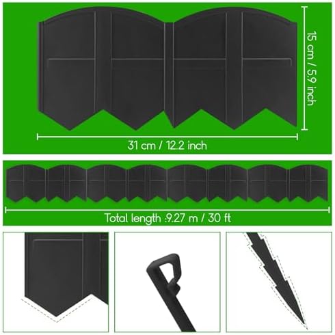 30Pcs 30Ft Black Landscape Edging Border Decorative Garden with Stakes Kits - Image 5