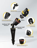 COLOER Solid Brass Landscape Spotlight 6-Pack with 5W LED MR16(101B-Black) - Image 3