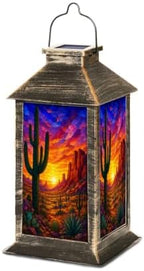 Stained Glass Cactus Art Solar Lanterns Outdoor Waterproof by Unknown