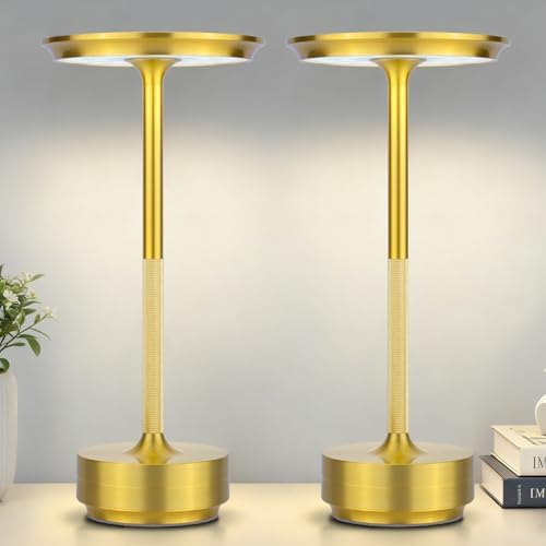 UdoUto 2-Pack Cordless Table Lamps Rechargeable, Gold by Home