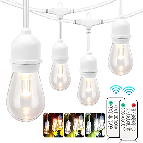 Mlambert 3 Colors 48FT Outdoor String Lights with Remote, 3 Modes, White by Mlambert