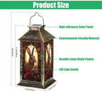 Solar Lantern Rabbit Portrait Stained Glass Style Roses Vintage Flowers Outdoor Waterproof Hanging Solar Light Outside Lights for Patio Yard House Lawn Decor Birthday Gifts for Women Mom - Image 2