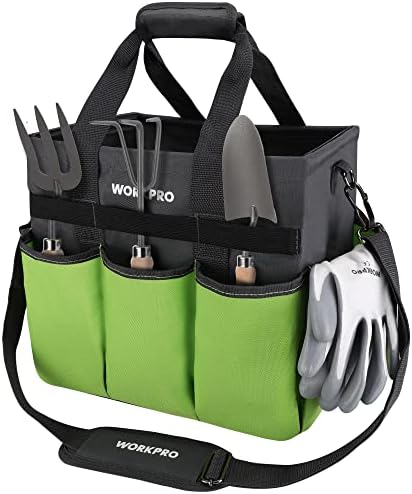 WORKPRO Garden Tool Bag, 10 Pockets and Shoulder Strap, Green by WORKPRO
