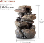 Alpine Corporation WIN472 Indoor Tabletop 3-Tiered Stone Fountain with LED Lights, Cascading Stone Water Fountain 11", Gray - Image 3