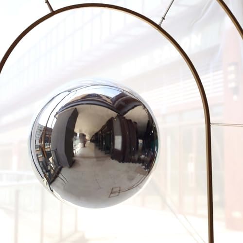 Tableclothsfactory Silver Stainless Steel Gazing Globe Mirror Ball, Reflective Shiny Hollow Garden Spheres - 16" by TABLECLOTHSFACTORY