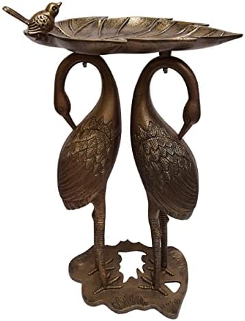 Oakland Living 5608-AB Antique Bronze Cranes & Lily Aluminum Birdbath by OaklandLiving