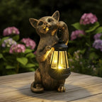 HONGLAND Cat Outdoor Statues Garden Decor, Cat Figurines Solar Lantern Lights, Birthday Gifts for Mom, Front Patio Balcony Yard Art Lawn Ornaments Porch Outdoor Decorations - Image 2
