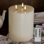 3 Wick Extra Large Flameless Candles, 6"x8" Flat Battery Operated Candles by SEHNSY