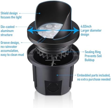 LEONLITE 6-Pack Dia.4 Inch 5CCT Well Lights Shielded Top Black - Image 4