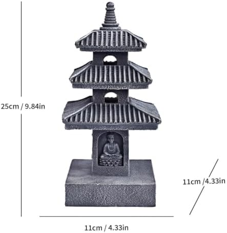 Solar Pagoda Garden Statue with LED Solar Light, 10 Inch Zen Garden Lantern - Image 2
