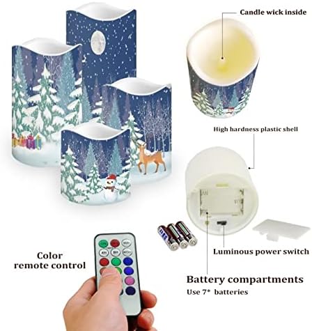 Jeiento Christmas Flameless Candles, Battery Operated LED Real Pillar Wax Flickering Moving Wick Effect Candle Sets with Remote Control Cycling Timer, 3 inch,4 inch,5 inch, 6 inch, Pack of 4 - Image 3