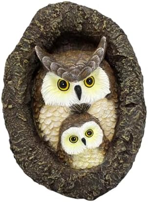 Yosoo Owl Tree Hugger Garden Statue Tree Face Decor Hole Hanger Animal Sculpture with Handmade Resin Mom Baby Owl Design for Outdoor Yard Garden Decoration - Image 5