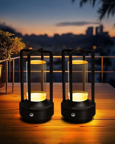 Set of 2 Cordless Table Lamps Rechargeable Desk Lamps Black by Unknown