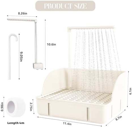 Parrot Bathtub Bird Automatic Bath Shower,Large Bird Shower Fountain Indoor Bathtub with Running Water, Contains USB and Pump,for Pet Birds, African Grey, Cockatiel, Conure, Budgie, Lovebird(White) - Image 2