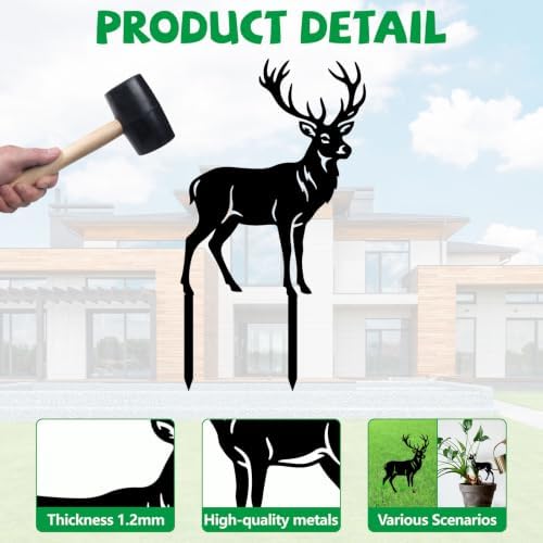 GLOBLELAND 3 Pcs Deer Family Garden Stakes for Yard Art Animals Silhouette Metal Decorative Garden Stakes Metal Yard Statues Signs Decorations for Lawn Patio Yard Decor - Image 3