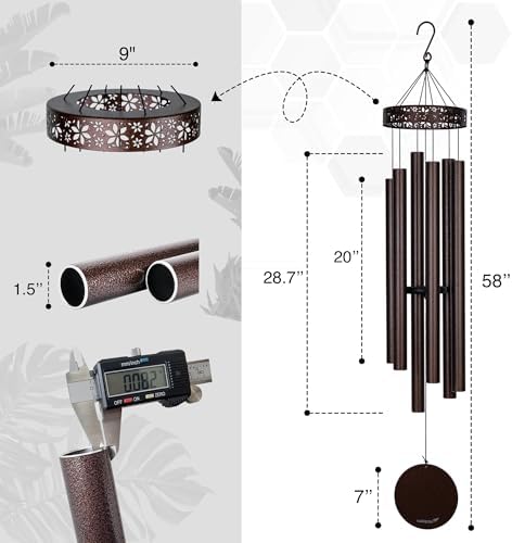 Extra Large Wind Chimes for Outside Deep Tone - 58'' Outdoor Clearance, Deep Tone Wind Chimes, Memorial Wind Chime, Sympathy Gift, Patio Yard, Home Décor, Bronze (58" Bronze) - Image 3