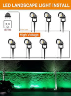 Halloween Christmas Green LED Spot Lights Landscape Lights Outdoor, 110v Plug in Landscape Lighting with Waterproof Spotlights for Garden Pathway Tree Pathway, 2 Pack7 W Green LED Landscape Lights - Image 4