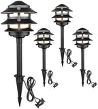 LITFIT 4Pack Low Voltage Pagoda Landscape Lighting, 12V Pathway Light Wired by LITFIT