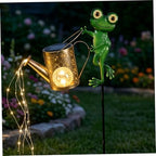 Solar Watering Can, 32 Inch Automatic Outdoor Solar Lantern with Warm LEDs, Weather-Resistant Yard Decor, Frog Hanging Lights for Outside - Image 4