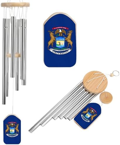 Flag of Michigan Wind Chime Memorial Zen Atmosphere Hanging Decoration for Garden Yard by Unknown