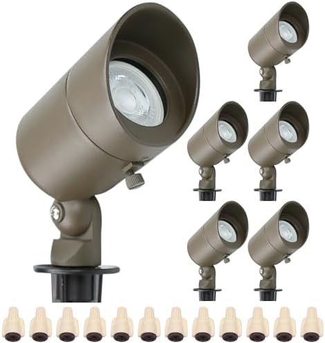 Lumina Lighting® 5W Landscape Lighting 12V Landscape Lights Low Voltage Landscape Spotlights Warm White Waterproof Outdoor Replaceable LED Bulb for Garden,Lawn,Porch,Patio and Yard (Bronze) (6-Pack) by LuminaLighting%C2%AE