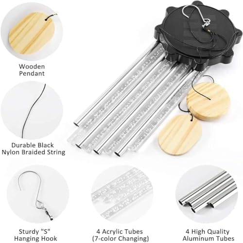 Wind Chimes, Outdoor Led Solar Wind Chimes, Solar Mobile Lights, Mobile Hanging Wind Chimes (Bubble H28 inches, Colorful) - Image 3