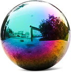 Rainbow Stainless Steel Gazing Ball,10inch Mirror Polished Hollow Ball by SUCREVING