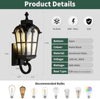 Outdoor Wall Light Fixtures Waterproof Porch Lights Anti-Rust Matte Black Exterior Lighting Fixtures Sconce Lights Outdoor Wall Lantern for Patio Front Door Garage - Image 2
