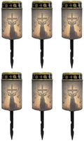 Poceacles 6 Pack Cross Solar Lights Outdoor for Cemetery Grave Solar Lights Outdoor Waterproof Decorative Flameless Candle for Cemetery Garden Backyard Outdoor Decor, Deer Cross Dove of Peace by Poceacles